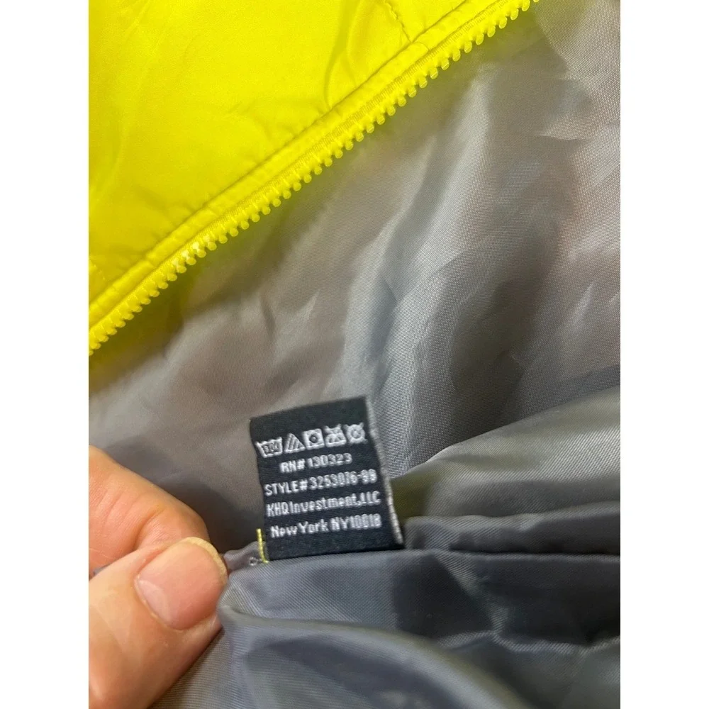 Calvin‎ Klein Jeans Kids Puffer Vest Yellow Gray Zip Front Sleeveless Padded
